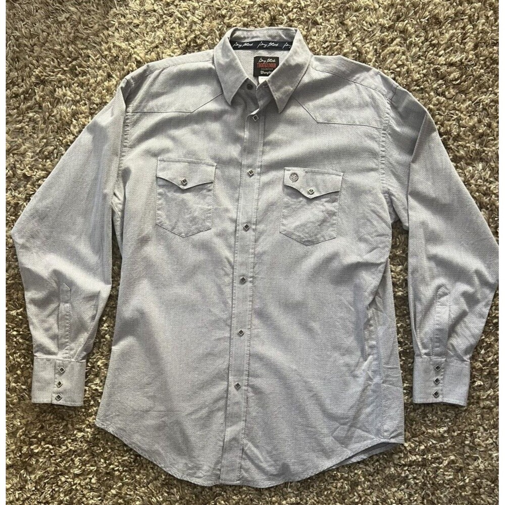 Wrangler George Strait Gray Troubadour Western Diamond Snap Shirt Men's X-Large